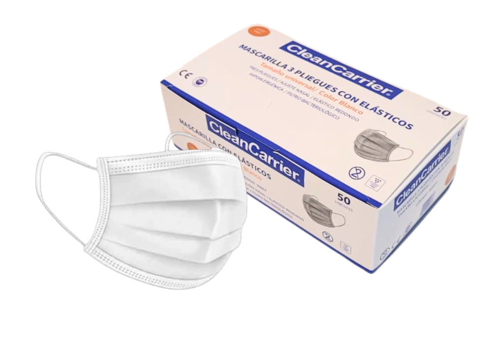MASCARILLAS DE 3 PLIEGUES CON ELÁSTICOS